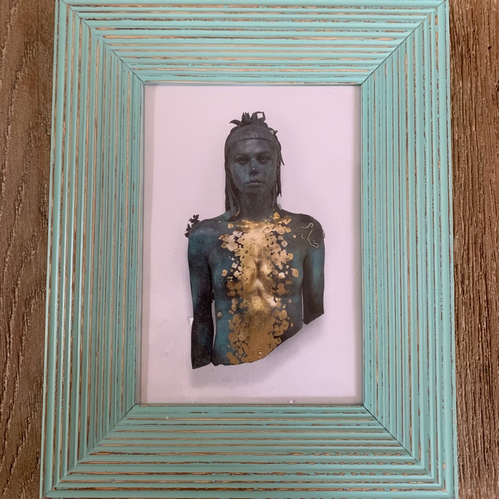Turquoise wooden picture frame